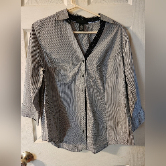 Lane Bryant Black and White Striped Button Down Shirt - Picture 1 of 3